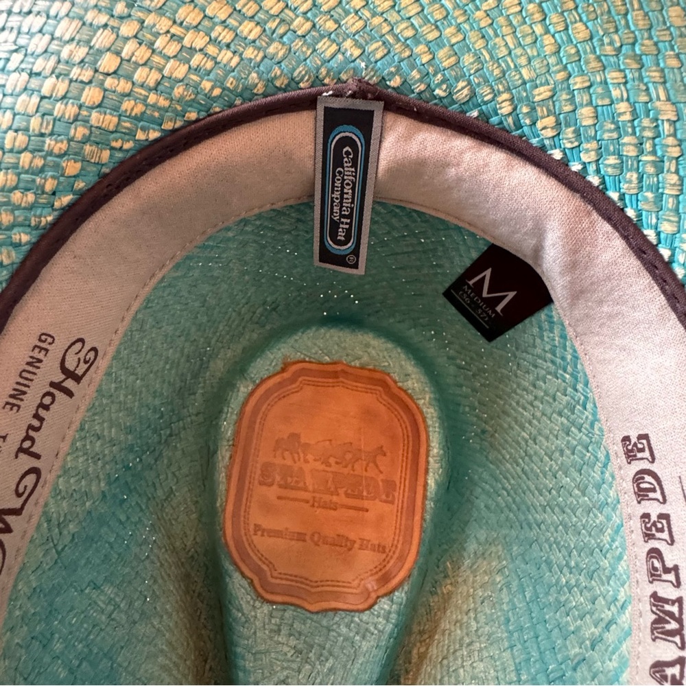 Stampede Turquoise Western Cowboy Hat with Decorative Band Size M - Picture 11 of 14